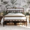 Queen size Vintage Bronze Metal Platform Bed Frame with Headboard and Footboard