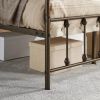 Queen size Vintage Bronze Metal Platform Bed Frame with Headboard and Footboard