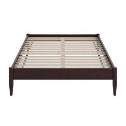 Queen Size Solid Hardwood Victorian Style Espresso Platform Bed