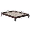 Queen Size Solid Hardwood Victorian Style Espresso Platform Bed