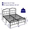 Queen Size Industrial Vintage Heavy Duty Steel Slat Bed Frame