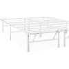 Queen Size White Metal Heavy Duty Platform Bed Frame