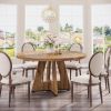Modern Kitchen 4-Person Circular Dining Table in Retro Brown Wood Finish