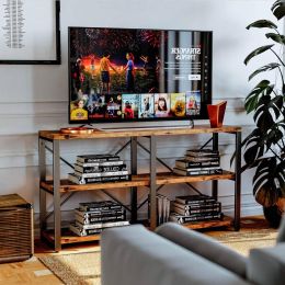 Industrial Farmhouse Metal Wood TV Stand for TV up to 65-inch