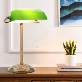 Classic Bankers Lamp Desk Light with Green Glass Shade and Gold Base