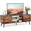 Mid-Century Modern TV Stand in Rustic Brown Wood Finish for TV up to 60-inches