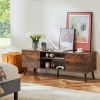 Mid-Century Modern TV Stand in Rustic Brown Wood Finish for TV up to 60-inches