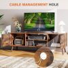 Mid-Century Modern TV Stand in Rustic Brown Wood Finish for TV up to 60-inches