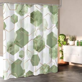 72"W x 72"H Abstract Green Geometric Polyester Shower Curtain