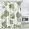72"W x 84"H Abstract Green White Geometric Polyester Shower Curtain