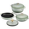Sage 6-Piece Non-Stick Cast Iron Cookware Set - Skillet Grill Pan Dutch Oven