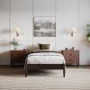 Twin Size Solid Hardwood Victorian Style Espresso Platform Bed