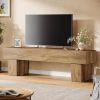 Farmhouse 63-inch TV Stand Entertainment Center in Light Brown Wood Finish