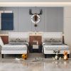 Set of 2 - Twin size White Tufted Upholstered Platform Bed Frame with Headboard