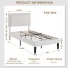 Set of 2 - Twin size White Tufted Upholstered Platform Bed Frame with Headboard
