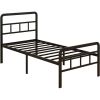 Twin Heavy Duty Metal Bed Frame with Headboard and Footboard in Black