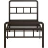 Twin Heavy Duty Metal Bed Frame with Headboard and Footboard in Black