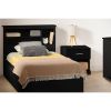 Twin size Modern Bookcase Headboard in Black Wood Finish