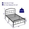 Twin Size Industrial Vintage Heavy Duty Steel Slat Bed Frame
