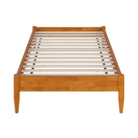 Twin size Solid Hardwood Platform Bed Frame in Natural Wood Finish