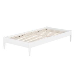 Twin XL Size Solid Hardwood Victorian Style White Platform Bed