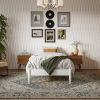 Twin XL Size Solid Hardwood Victorian Style White Platform Bed
