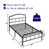Twin XL Industrial Vintage Heavy Duty Steel Slat Bed Frame