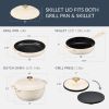 Cream 6-Piece Non-Stick Cast Iron Cookware Set - Skillet Grill Pan Dutch Oven