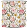 72"W x 72"H Vintage Floral Peony Pink Polyester Shower Curtain
