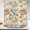 72"W x 72"H Vintage Floral Peony Yellow/Pink Polyester Shower Curtain