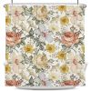 72"W x 84"H Vintage Floral Peony Yellow/Pink Polyester Shower Curtain