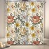 72"W x 84"H Vintage Floral Peony Yellow/Pink Polyester Shower Curtain