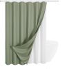 72"W x 72"H Sage Green Waffle Textured 3 in 1 Shower Curtain Set