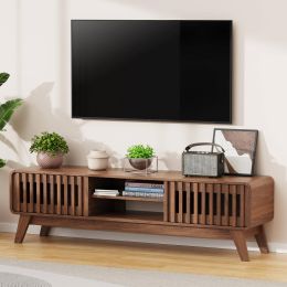 Mid-Century Modern 59-inch TV Stand Entertainment Center in Walnut Wood Finish