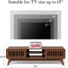 Mid-Century Modern 59-inch TV Stand Entertainment Center in Walnut Wood Finish