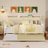 Full size White Metal Daybed with Upholstered Headboard and Twin Trundle