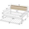 Full size White Metal Daybed with Upholstered Headboard and Twin Trundle