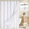 72"W x 78"H White Waffle Textured 3 in 1 Shower Curtain Set
