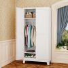 White Metal Multifunctional Storage Armoire Wardrobe Closet