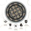Round Ceramic Tile Outdoor Patio Bistro Table with Off White Metal Base