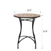 Round 24-inch Blue Beige Mosaic Tile Pattern Bistro Table with Black Metal Legs