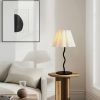 Modern S-Shaped Black Metal Table Lamp with Umbrella-style White Fabric Shade