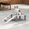 Wooden Dog Training Place Board, Dog Training Platform with Ladder, Pet Agility System for Indoor Outdoor, Gray