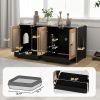 Cat Litter Box Enclosure w/ 2 Cabinets, Scratching Mats, Trays, for 2 Cats Kittens, Black