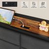 Full size Black Metal Daybed with Upholstered Headboard and Twin Trundle