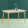Modern 47 x 29 inch Mid-Century Dining Table in White and Natural Wood Finish