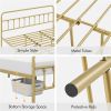 King size Vintage Antique Gold Metal Platform Bed Frame with Headboard Footboard