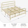 King size Vintage Antique Gold Metal Platform Bed Frame with Headboard Footboard