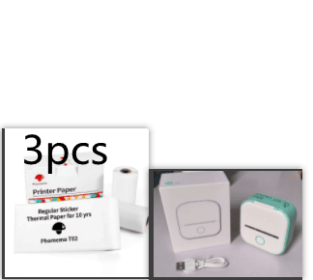 Portable Mini Thermal Label Printer Home Photo Printer Student Wrong Question Printer Bluetooth-compatible Mini Label Printer Price Tag (Option: Green Set2-USB)