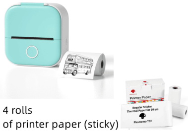 Portable Mini Thermal Label Printer Home Photo Printer Student Wrong Question Printer Bluetooth-compatible Mini Label Printer Price Tag (Option: All green set-USB)
